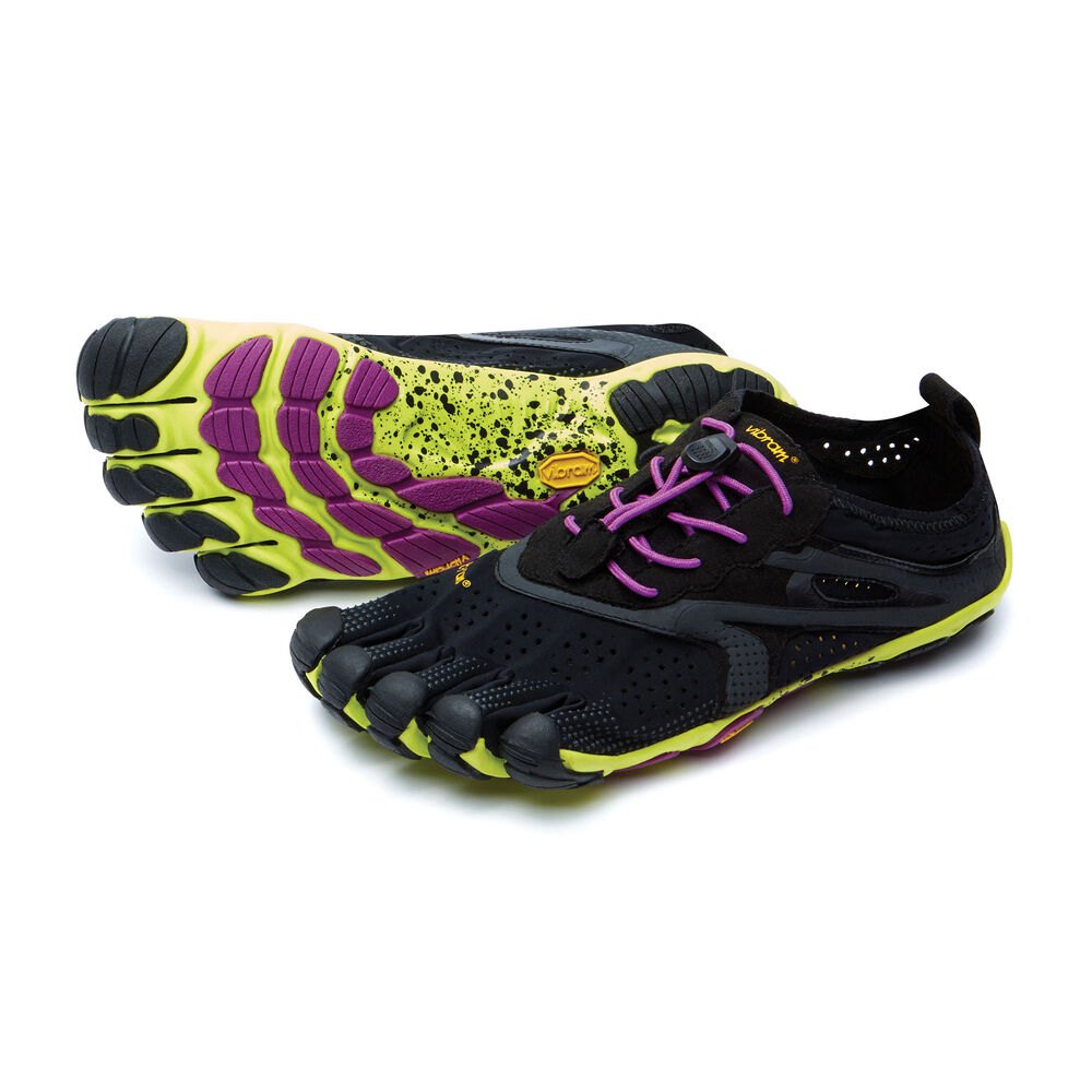 Vibram Five Fingers Womens Hiking Shoes - Black/Yellow/Purple - V-Run - 36902-SIHF